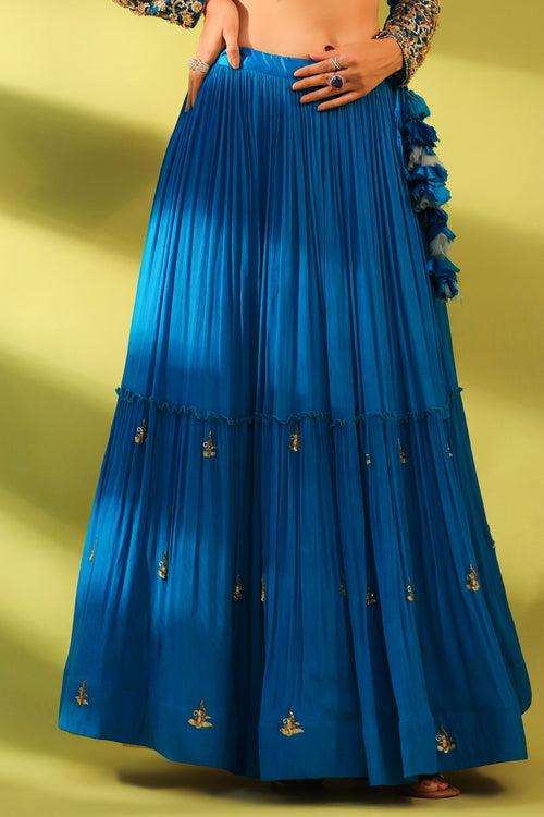 Haseena cobalt blue tier lehenga set