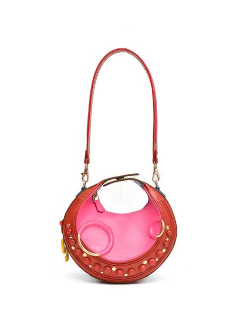 Halo Bag - Pink, Red & Tan