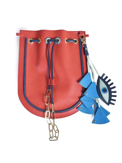 Strap Belt and Red Potli Bag with Evil Eye Charm