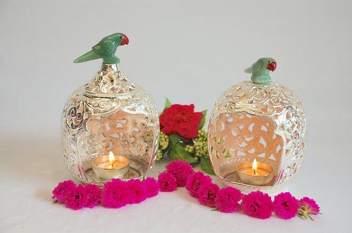 Carved Dome Tealight with Parrot