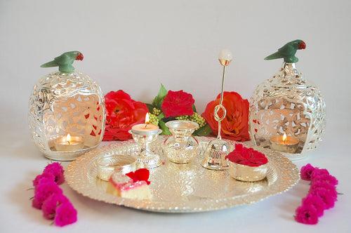 Peacock Engraved Puja Thali