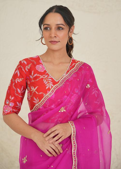 Veechi Saree Blouse Set - Magenta