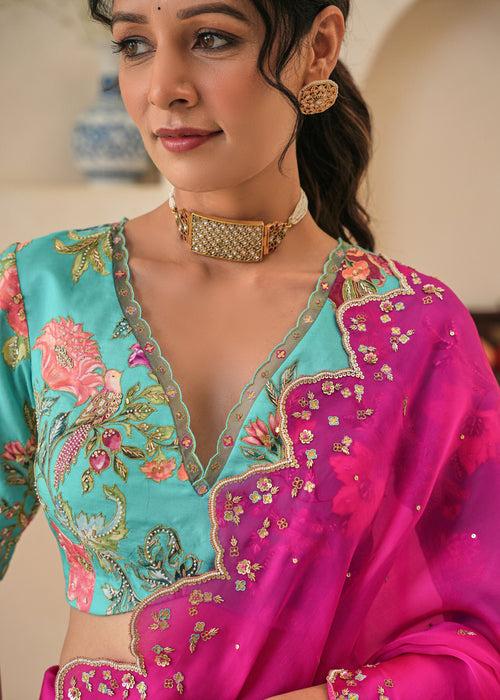 Nargis Saree Fiza Blouse - Magenta