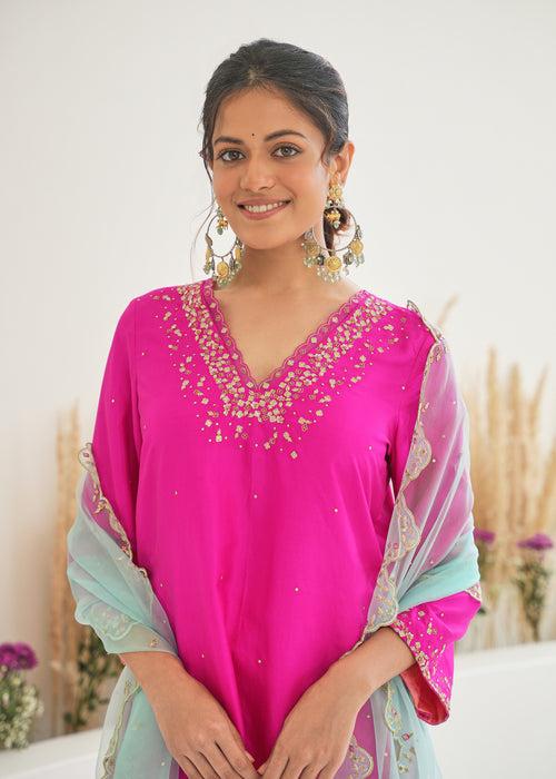 Feeha Sharara Set - Magenta