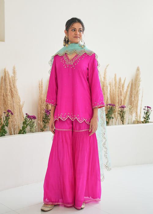 Feeha Sharara Set - Magenta