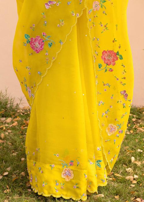 Avril Saree Blouse Set - Mustard Yellow