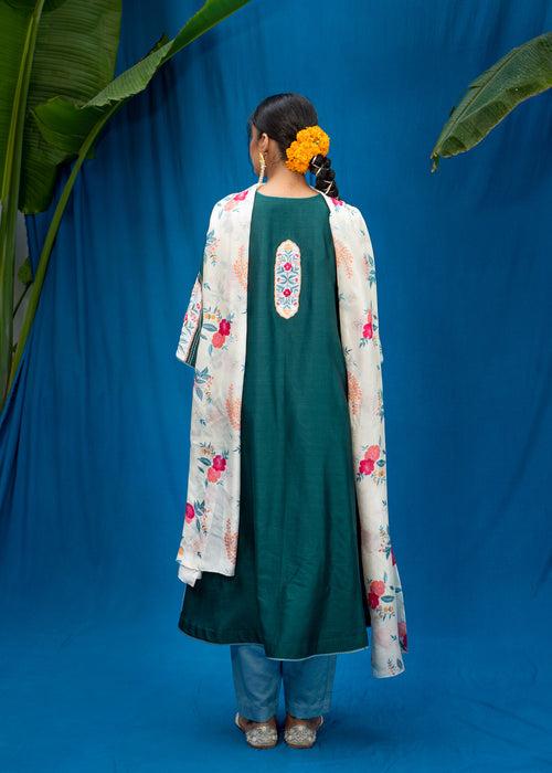 Inaayat Kurta Set - Teal Green