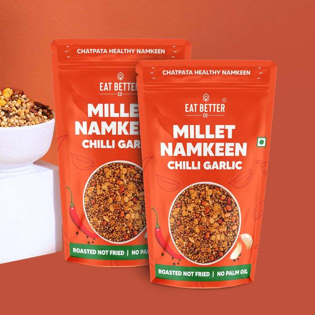 Millet Namkeen - Chilli Garlic - Pack of 2 - 200 grams