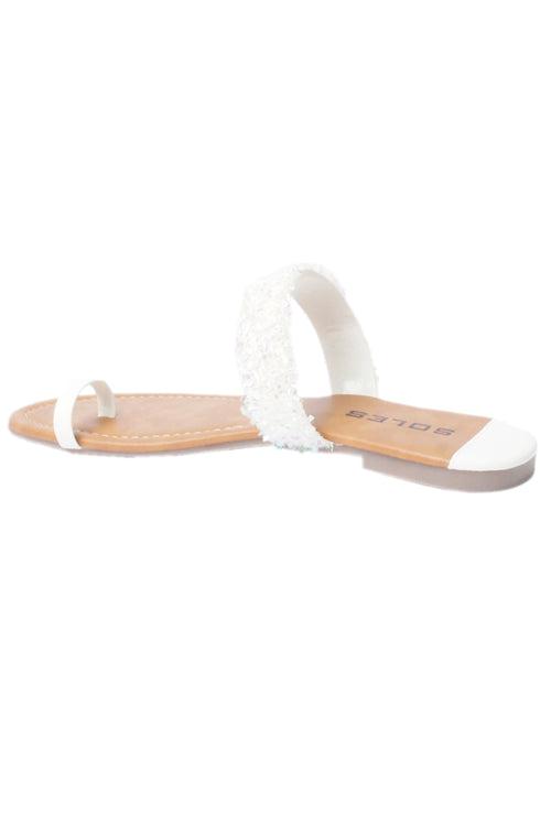 SOLES White Flat Sandals - Luxurious Elegance