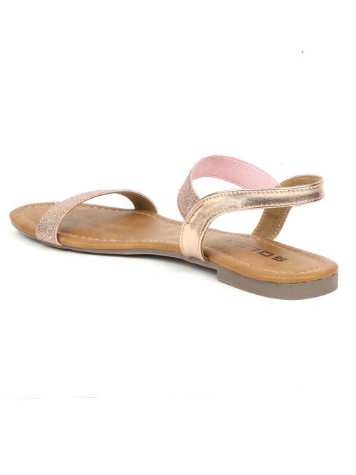 SOLES Elegant Rose Gold Flat Sandals