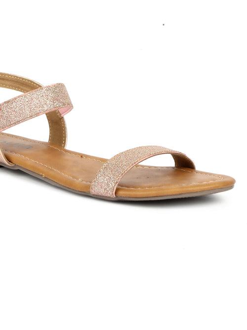 SOLES Elegant Rose Gold Flat Sandals