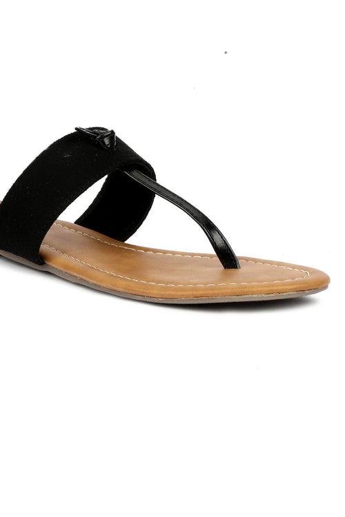 SOLES Classic Black Flat Sandals