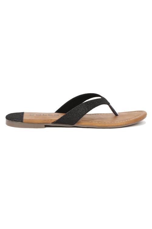 SOLES Classic Black Flat Sandals