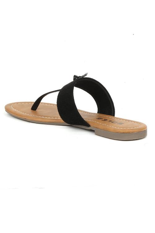 SOLES Classic Black Flat Sandals