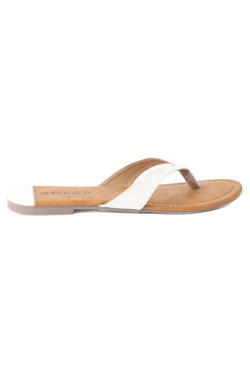 SOLES Crisp White Flat Sandals