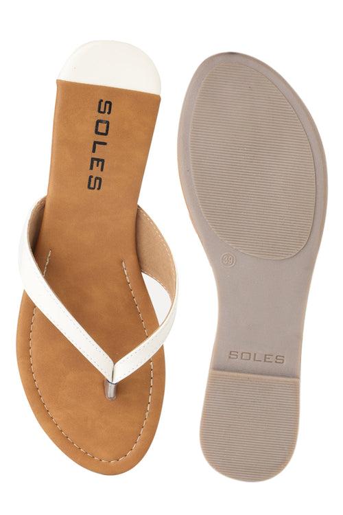 SOLES Crisp White Flat Sandals