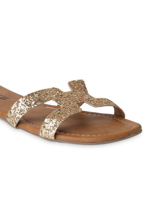 SOLES Stylish Gold Flat Sandals