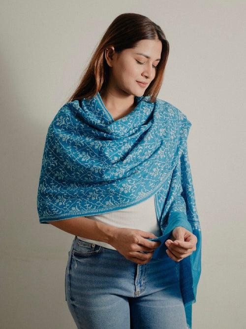 Blue Sozni Pashmina