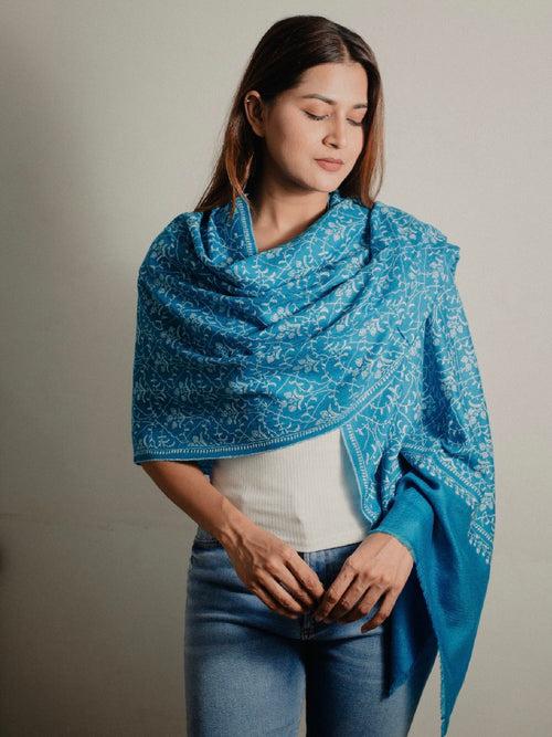 Blue Sozni Pashmina