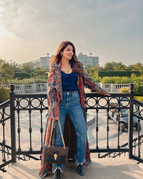 Natasha Luthra In Carpet Print Trench Coat