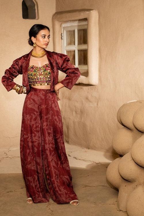 Starry red top, pants with jacket