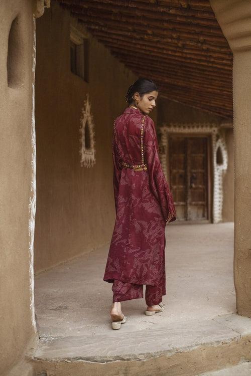 Red long jacket with pants