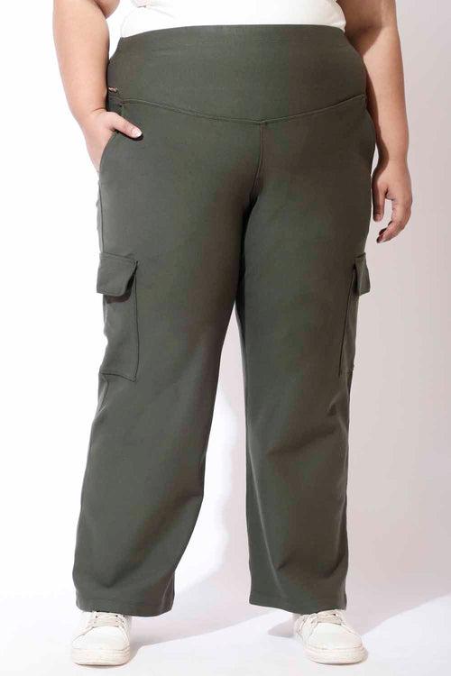 Olive Tummy Shaper Cargo Pants