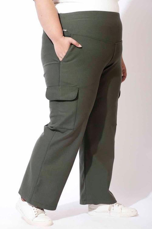 Olive Tummy Shaper Cargo Pants