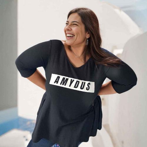 Self-Design A-Line Plus Size Black Top