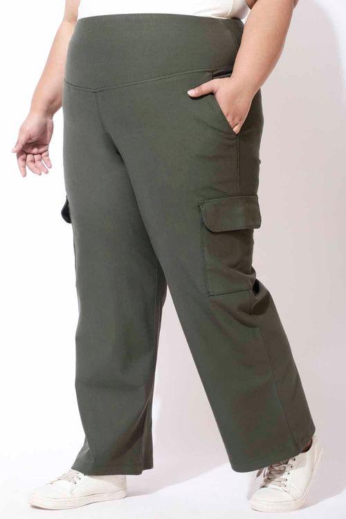 Olive Tummy Shaper Cargo Pants