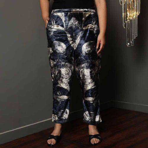 Black Floral Velvet Pant