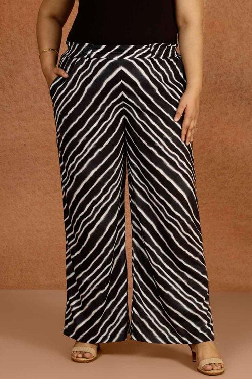 Plus Size Black Leheriya Panted High Waist Pants