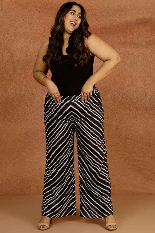 Plus Size Black Leheriya Panted High Waist Pants