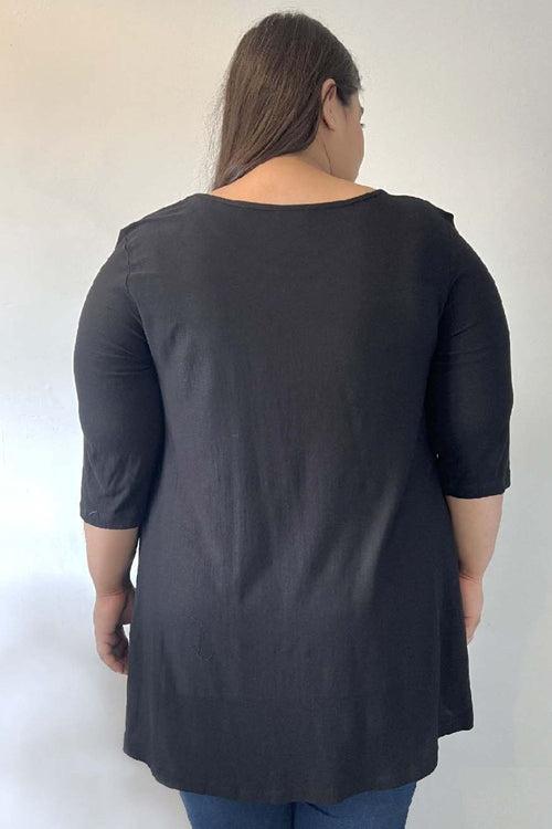 Self-Design A-Line Plus Size Black Top