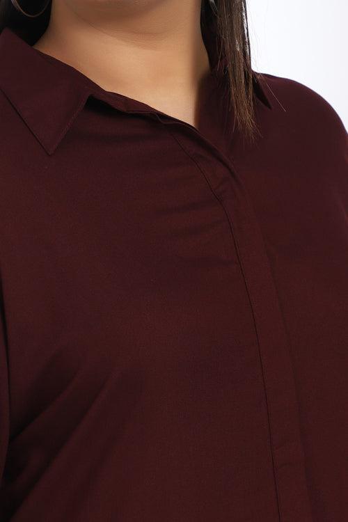 Plum Round Hemline Shirt