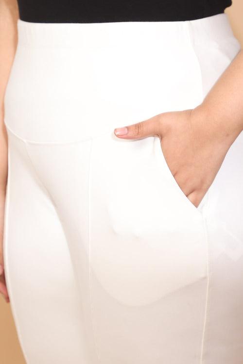 Plus Size White Tummy Tucker Pants