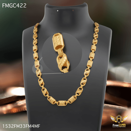 Freemen Stylish C CUT Lotus Gold plated Chain Design - FMGC422