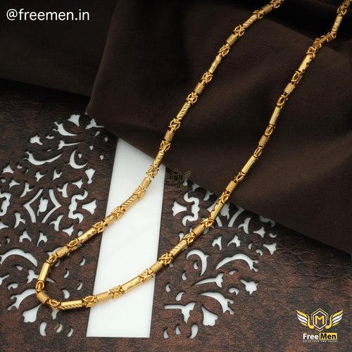 Freemen Elegant Pipe OBO Golden Chain for Men- FMC21