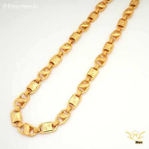 Freemen Nawabi Lotus OBO Stylish Golden Chain for Men- FMC10