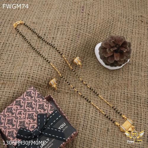 Freemen 1MG one line mangalsutra with earrings for women - FWGM81