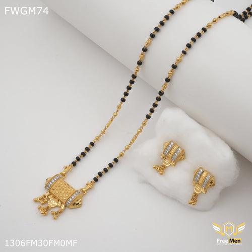 Freemen 1MG one line mangalsutra with earrings for women - FWGM81