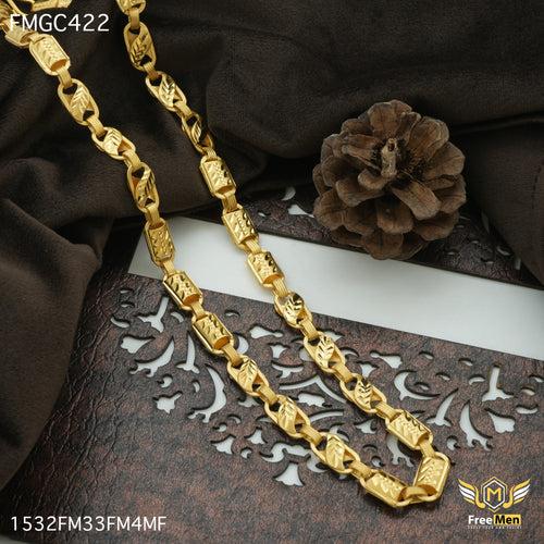Freemen Stylish C CUT Lotus Gold plated Chain Design - FMGC422
