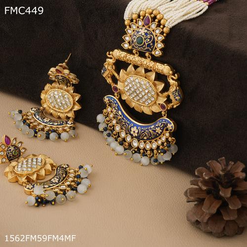 Freemen Handmade antique elephant long Set with earring for women - FWC449