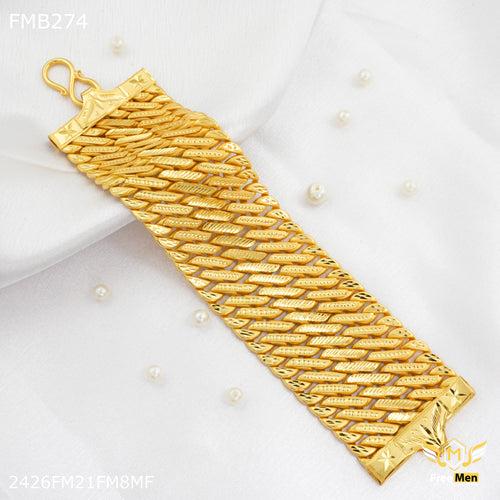 Freemen Three Line Broad goldne Bracelet For Men - FMB274