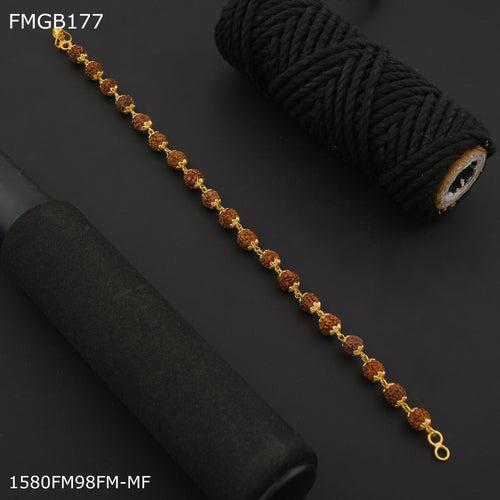 Freemen One line Rudraksh gold plated bracelet for Men - FMGB177