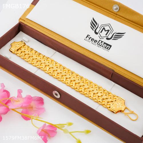 Freemen Two line pokal gold plated bracelet for Men - FMGB176