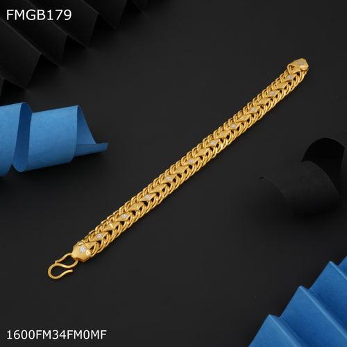 Freemen dimond cut gold plated bracelet for Men - FMGB179