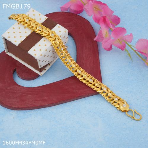 Freemen dimond cut gold plated bracelet for Men - FMGB179