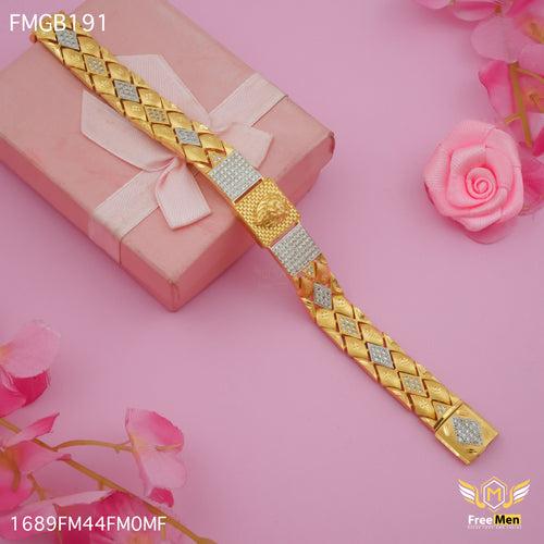 Freemen Lion face AD gold plated bracelet for Men - FMGB191