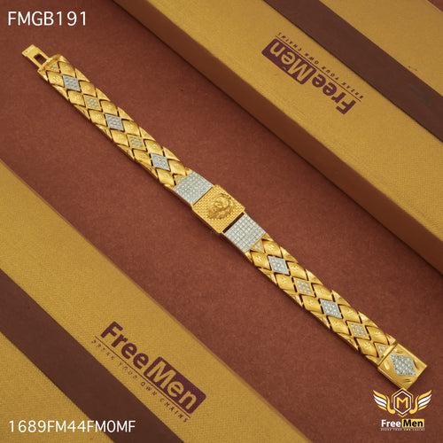 Freemen Lion face AD gold plated bracelet for Men - FMGB191